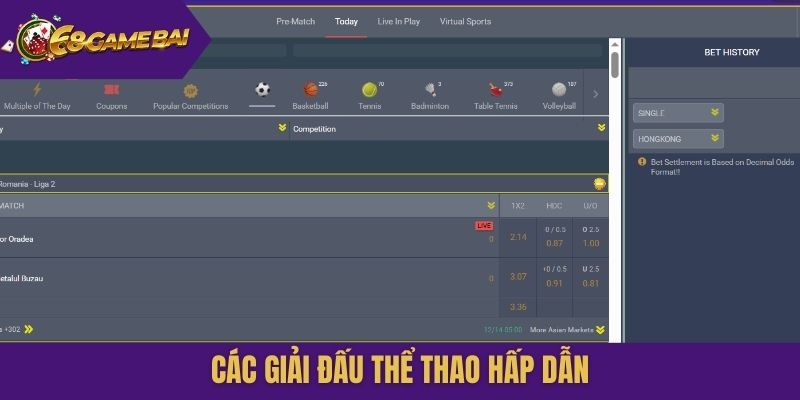 Các giải đấu thể thao hấp dẫn