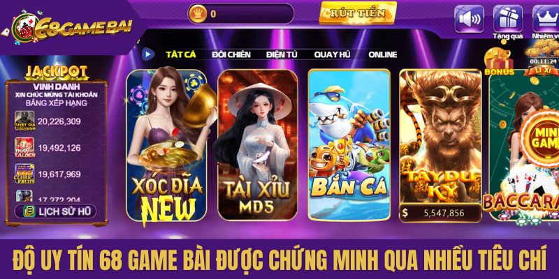 Độ uy tín của 68 Game Bài được chứng minh qua nhiều tiêu chí