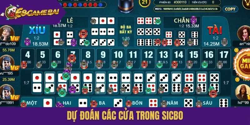 Dự đoán các cửa trong Sicbo