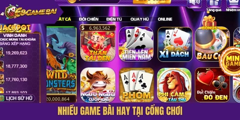 Nhiều game bài hay tại cổng chơi