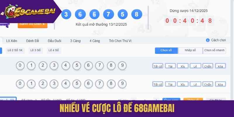 Nhiều vé cược lô đề 68gamebai
