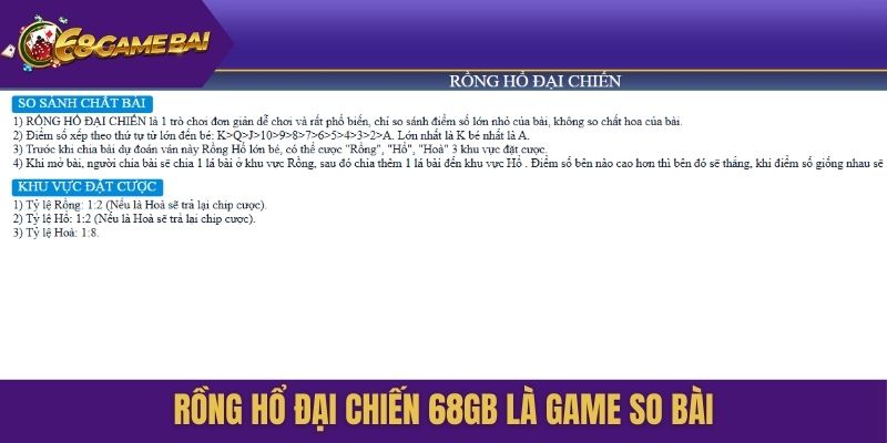 Rồng hổ đại chiến 68gb là game so bài